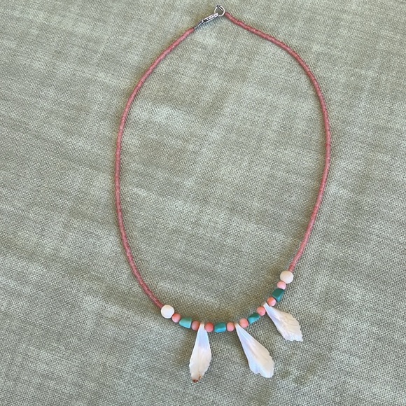 Artisian Handmade Mother of Pearl Carved Leaf Necklace - Picture 4 of 6